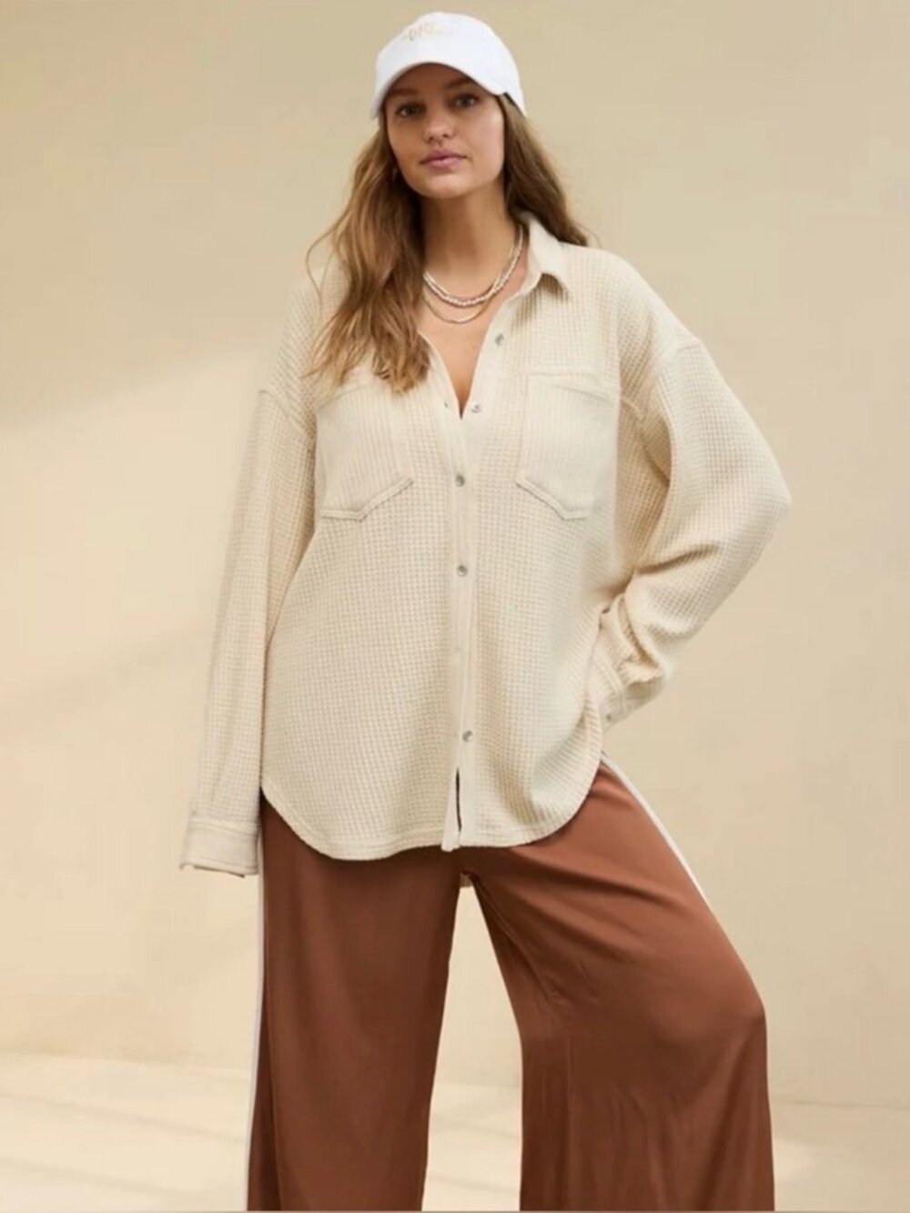 Aerie Anytime Fave Waffle Knit Oversized Shirt